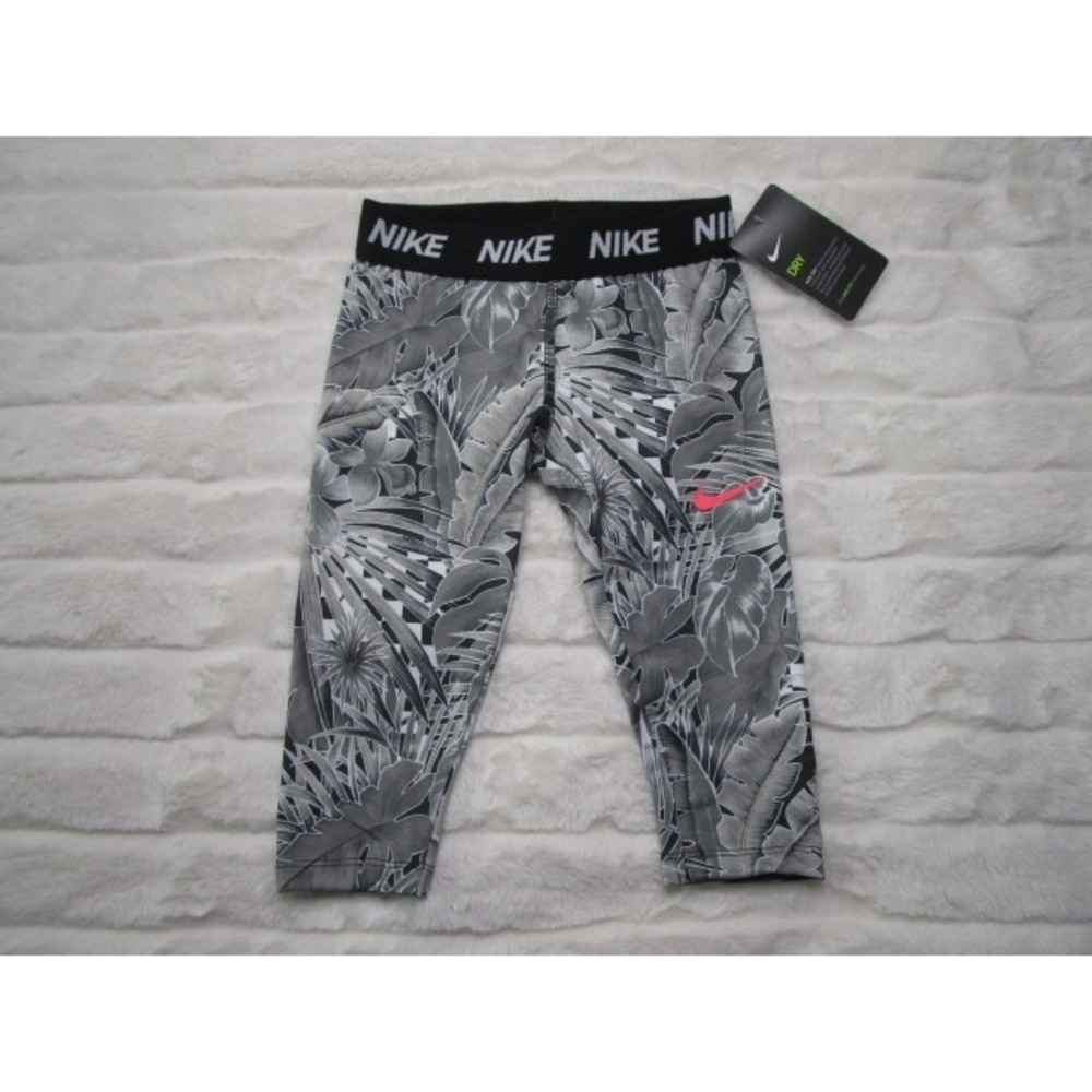 Nike Dri Fit 3/4 Length Floral Printed Leggings Size 6 Toddler Girls Running